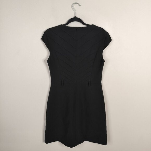 Karen Millen Designer Quiet Luxury Preppy Pleated Geometric Business Dress 10 - Picture 2 of 11